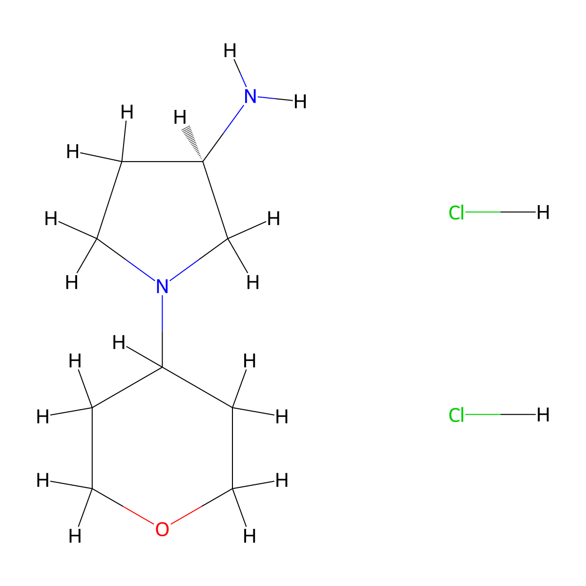 (R)-1-(Tetrahydro-2H-pyran-4-YL)pyrrolidin-3-amine dihydrochloride molecular structure, CAS 1044272-14-1