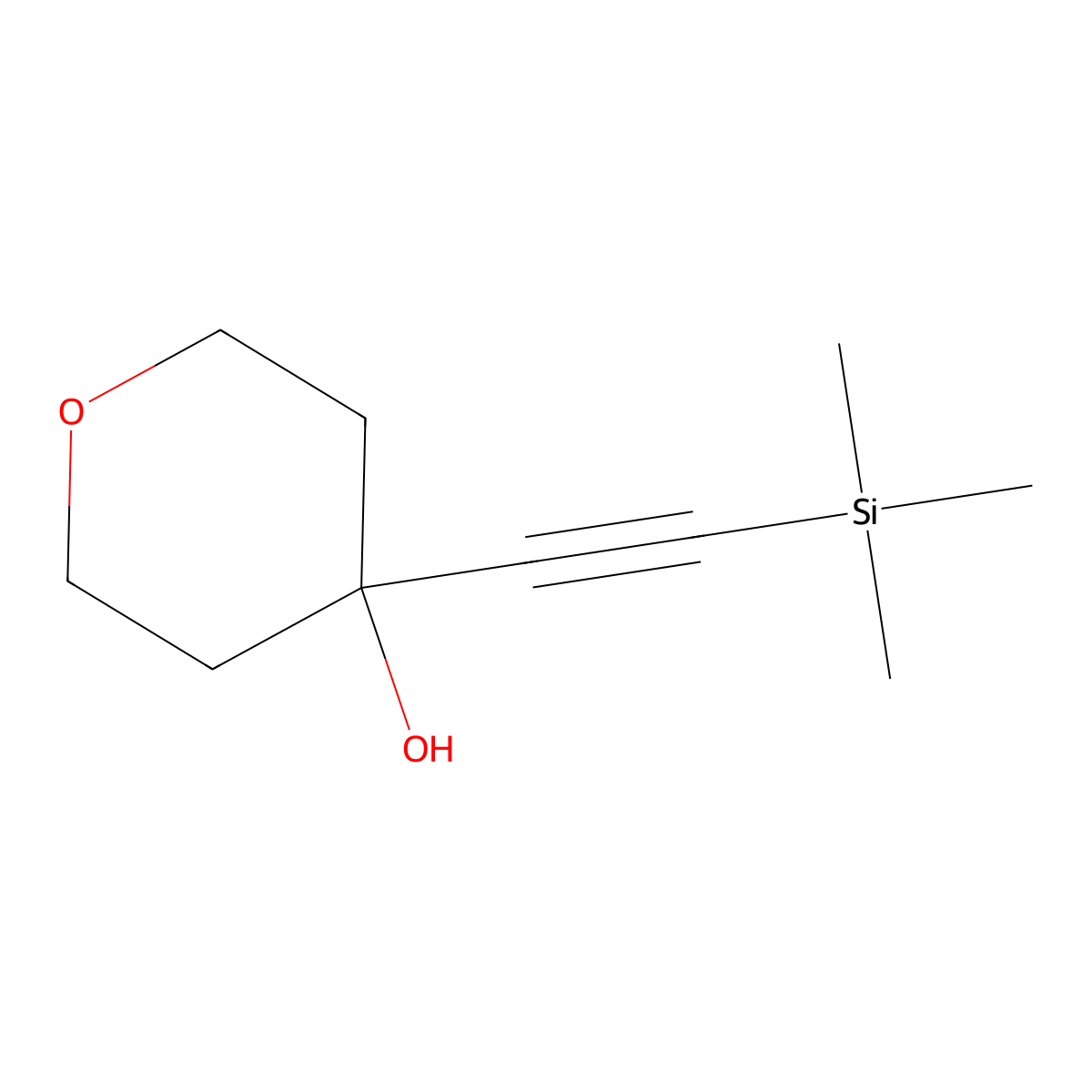 4-[2-(Trimethylsilyl)ethynyl]oxan-4-ol molecular structure, CAS 1044277-44-2