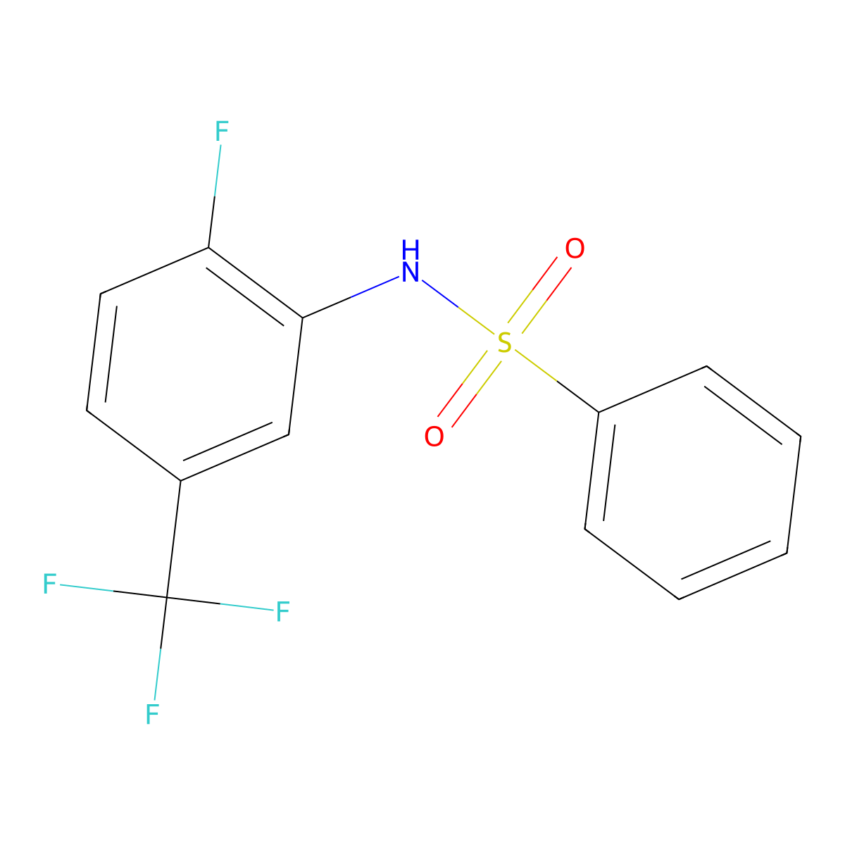 N-[2-fluoro-5-(trifluoromethyl)phenyl]benzenesulfonamide molecular structure, CAS 10443-94-4