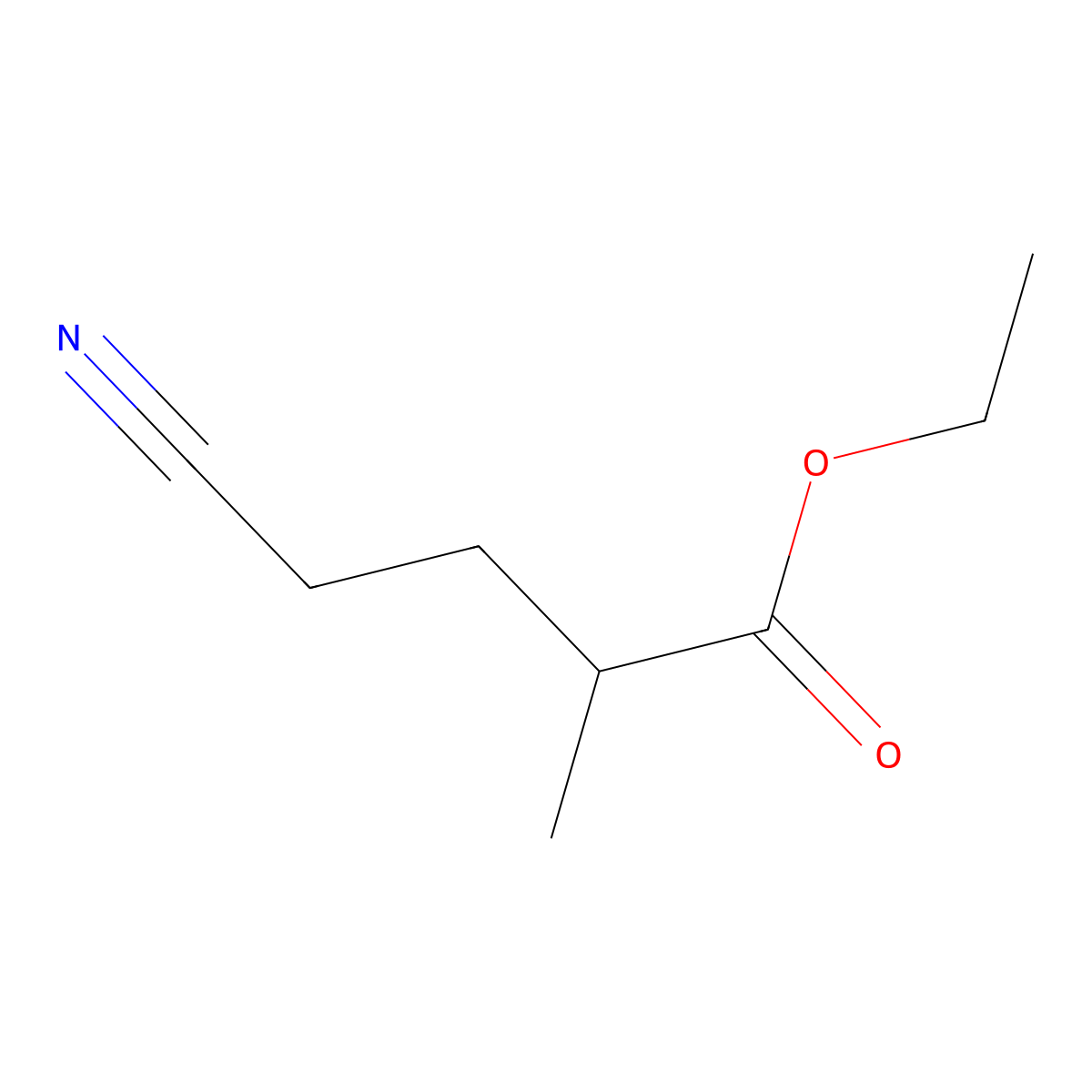 Ethyl 4-cyano-2-methylbutanoate molecular structure, CAS 10444-16-3