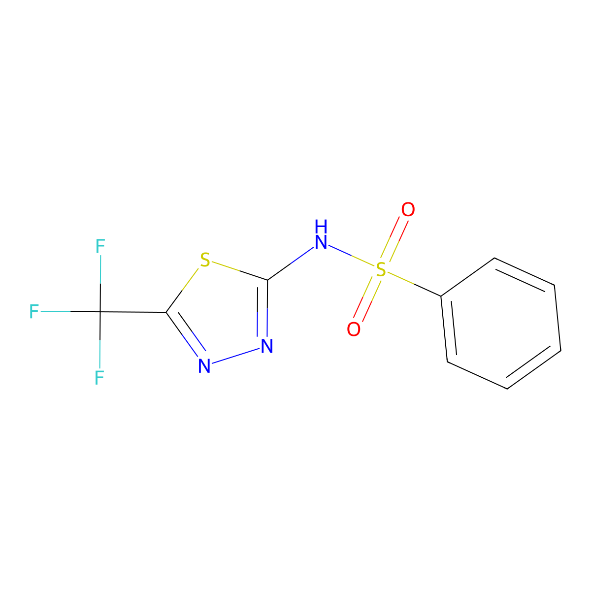 N-[5-(Trifluoromethyl)-1,3,4-thiadiazol-2-yl]benzenesulfonamide molecular structure, CAS 10444-90-3