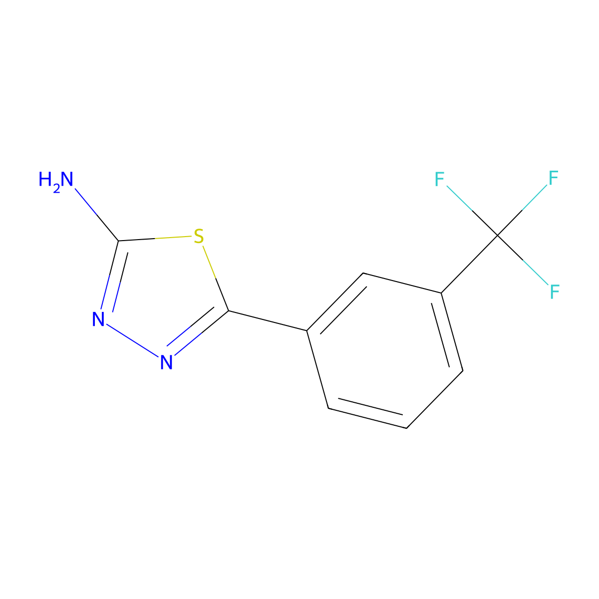 5-[3-(Trifluoromethyl)phenyl]-1,3,4-thiadiazol-2-amine molecular structure, CAS 10445-02-0