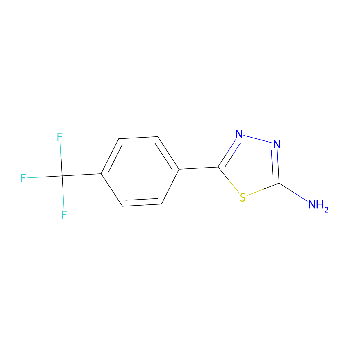 5-[4-(Trifluoromethyl)phenyl]-1,3,4-thiadiazol-2-amine molecular structure, CAS 10445-04-2