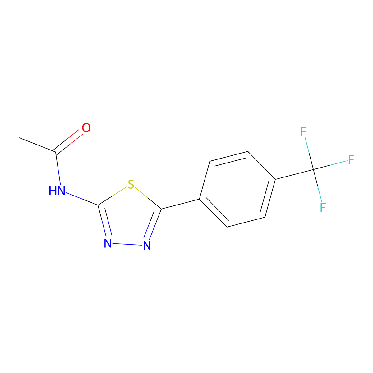 N-[5-[4-(Trifluoromethyl)phenyl]-1,3,4-thiadiazol-2-yl]acetamide molecular structure, CAS 10445-05-3