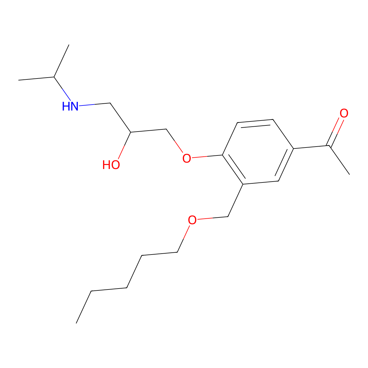 4-(3-Isopropylaminohydroxypropoxy)-3-(pentyloxymethyl)acetophenone molecular structure, CAS 104450-14-8