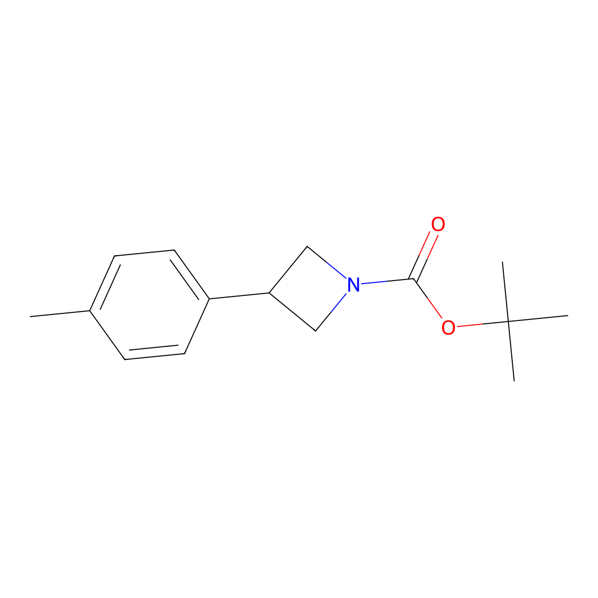 Tert-butyl 3-(4-methylphenyl)azetidine-1-carboxylate molecular structure, CAS 1044507-62-1