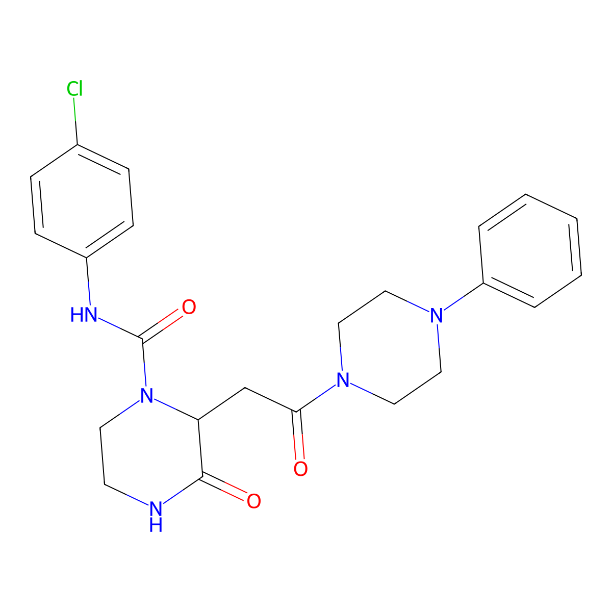 N-(4-chlorophenyl)-3-oxo-2-[2-oxo-2-(4-phenylpiperazin-1-yl)ethyl]piperazine-1-carboxamide molecular structure, CAS 1044537-67-8