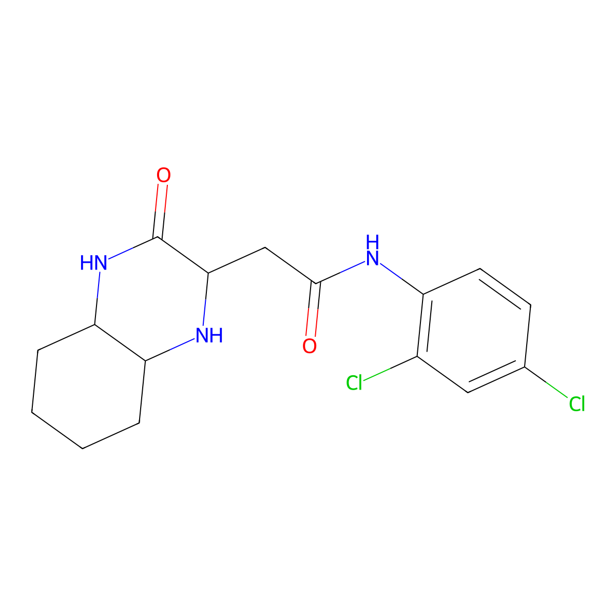 N-(2,4-dichlorophenyl)-2-(3-oxodecahydroquinoxalin-2-yl)acetamide molecular structure, CAS 1044538-53-5