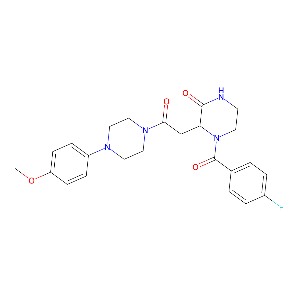 4-[(4-Fluorophenyl)carbonyl]-3-{2-[4-(4-methoxyphenyl)piperazin-1-yl]-2-oxoethyl}piperazin-2-one molecular structure, CAS 1044538-80-8