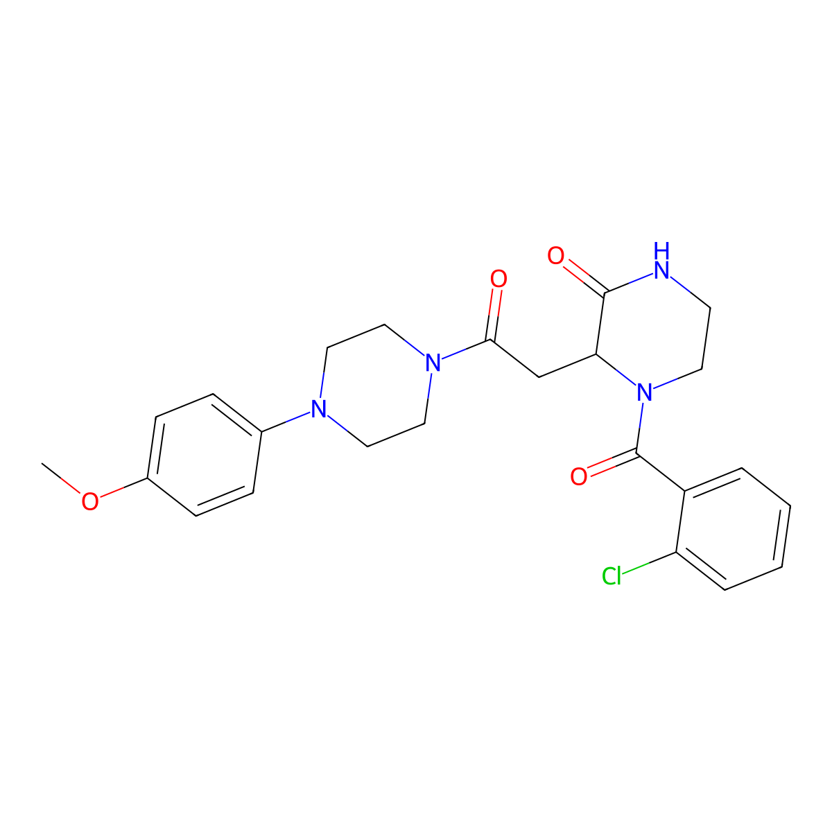 4-(2-chlorobenzoyl)-3-{2-[4-(4-methoxyphenyl)piperazino]-2-oxoethyl}tetrahydro-2(1H)-pyrazinone molecular structure, CAS 1044538-85-3
