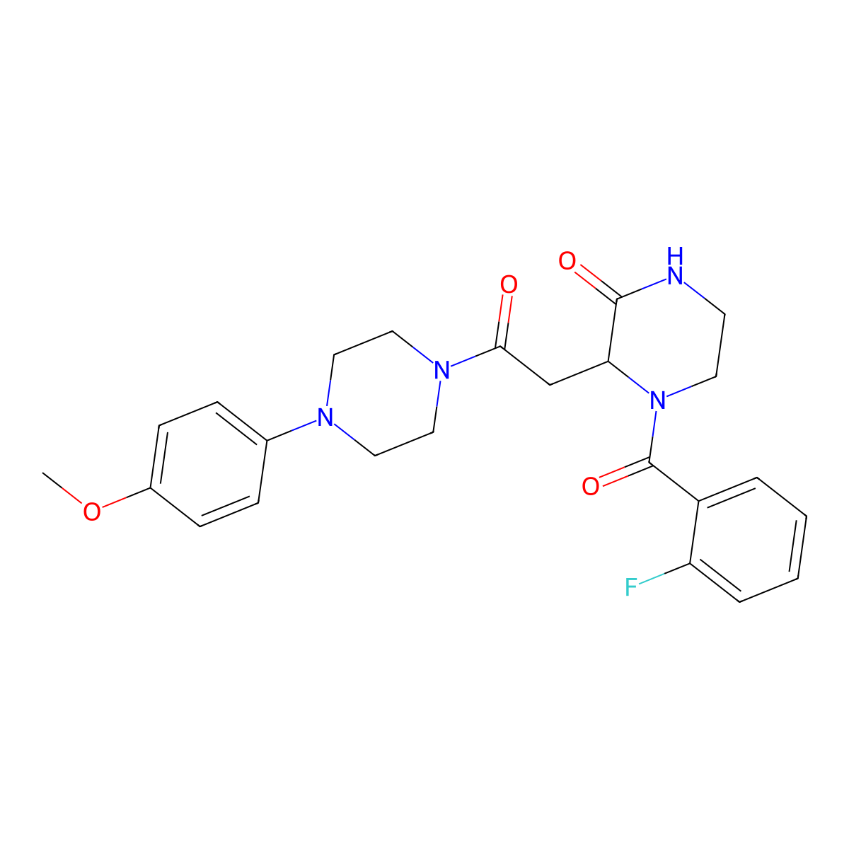4-[(2-Fluorophenyl)carbonyl]-3-{2-[4-(4-methoxyphenyl)piperazin-1-yl]-2-oxoethyl}piperazin-2-one molecular structure, CAS 1044538-92-2