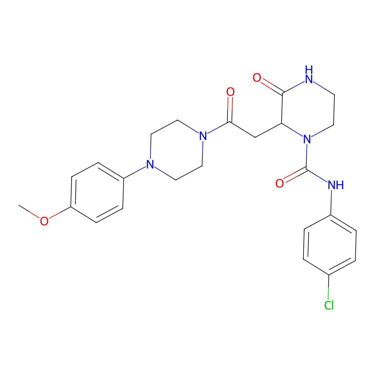 N-(4-chlorophenyl)-2-{2-[4-(4-methoxyphenyl)piperazin-1-yl]-2-oxoethyl}-3-oxopiperazine-1-carboxamide molecular structure, CAS 1044539-34-5