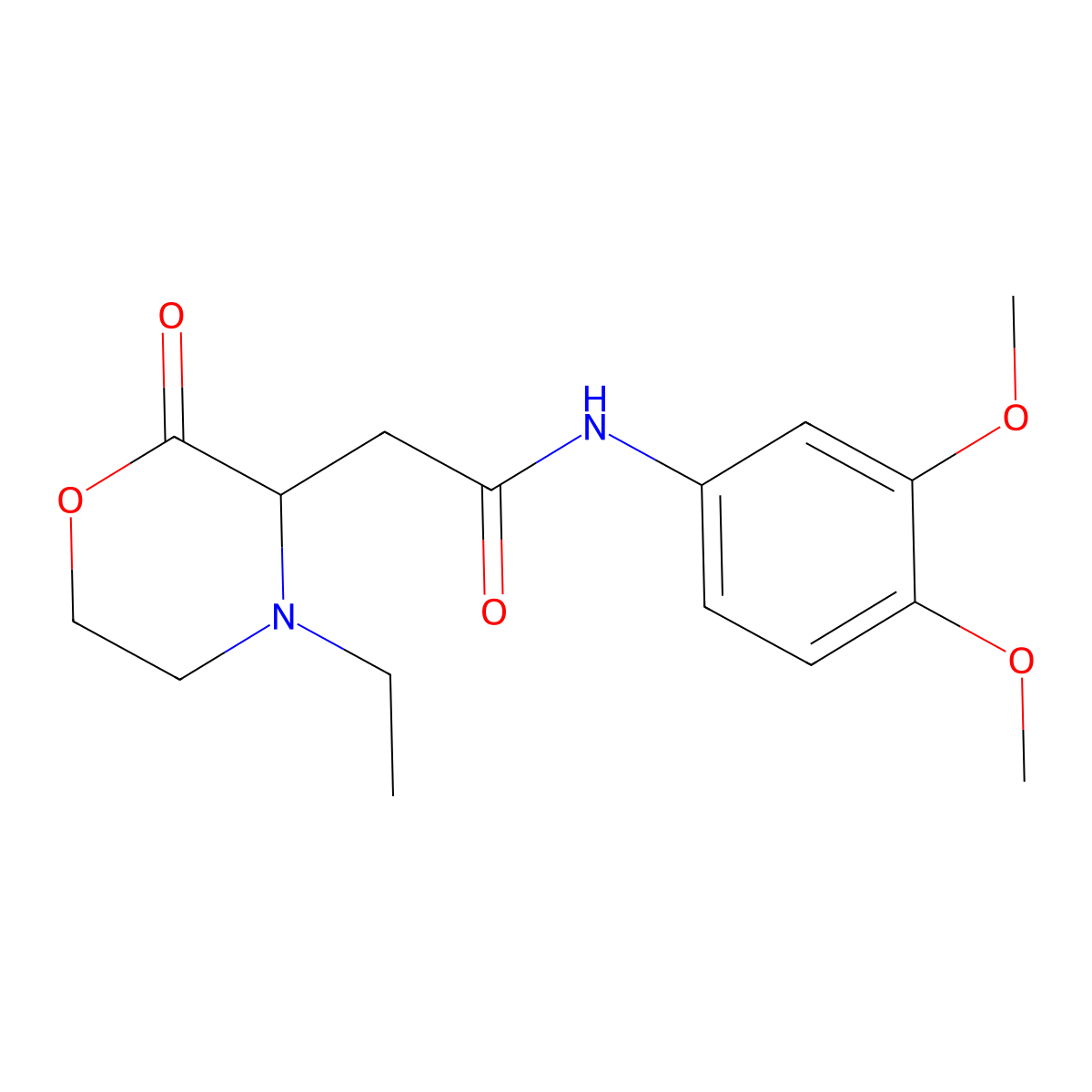 N-(3,4-dimethoxyphenyl)-2-(4-ethyl-2-oxomorpholin-3-yl)acetamide molecular structure, CAS 1044539-39-0