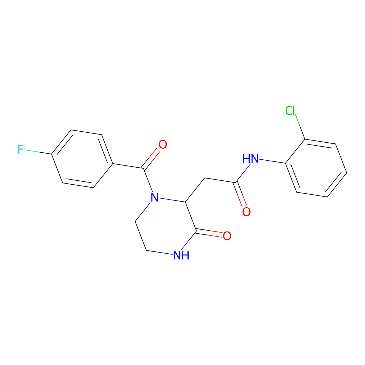 N-(2-chlorophenyl)-2-[1-(4-fluorobenzoyl)-3-oxopiperazin-2-yl]acetamide molecular structure, CAS 1044539-55-0