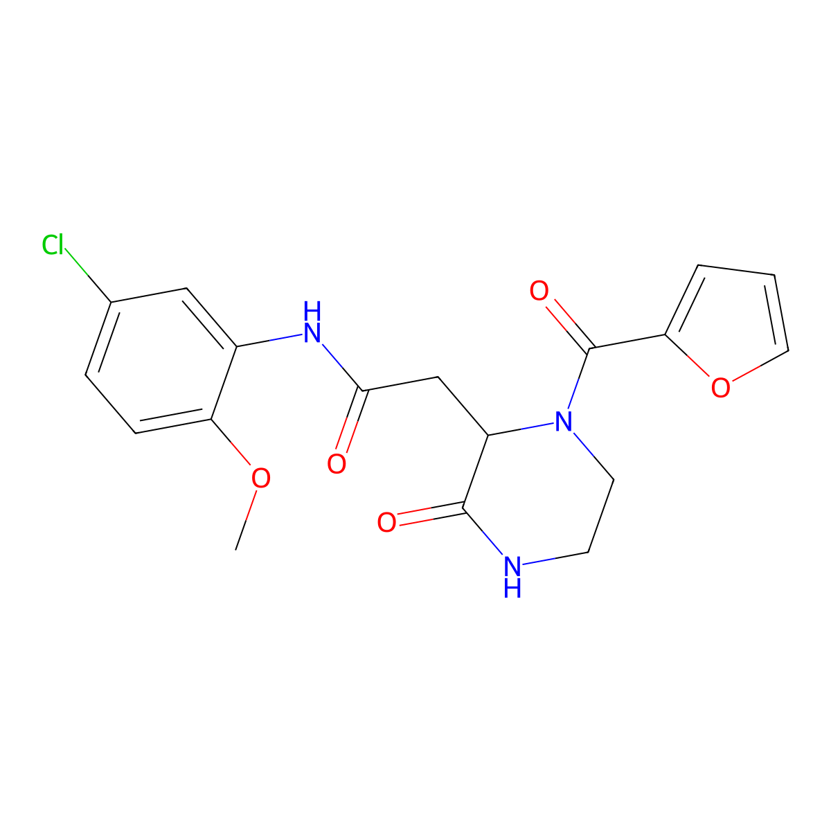 N-(5-chloro-2-methoxyphenyl)-2-[1-(furan-2-ylcarbonyl)-3-oxopiperazin-2-yl]acetamide molecular structure, CAS 1044539-60-7