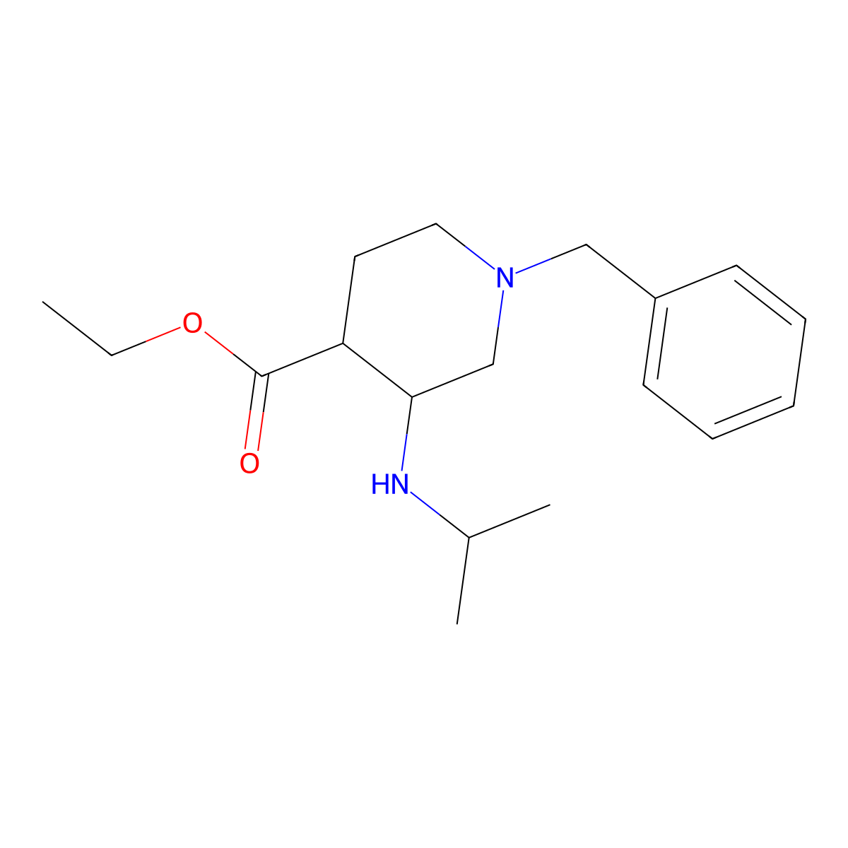 Ethyl 1-benzyl-3-(isopropylamino)piperidine-4-carboxylate molecular structure, CAS 1044561-26-3