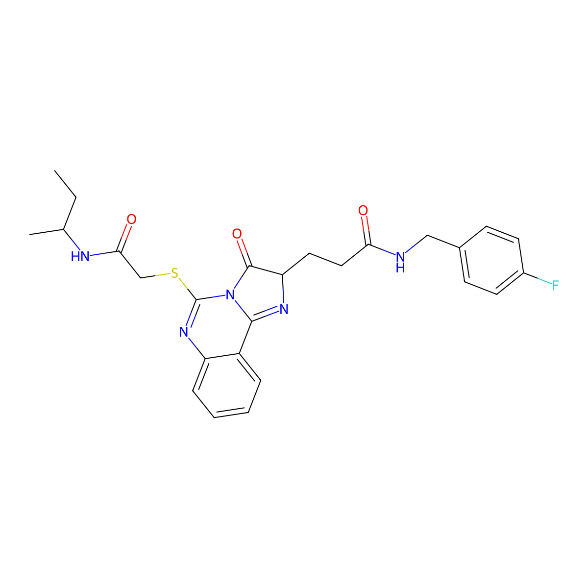 3-[5-({[(butan-2-yl)carbamoyl]methyl}sulfanyl)-3-oxo-2H,3H-imidazo[1,2-c]quinazolin-2-yl]-N-[(4-fluorophenyl)methyl]propanamide molecular structure, CAS 1044594-15-1