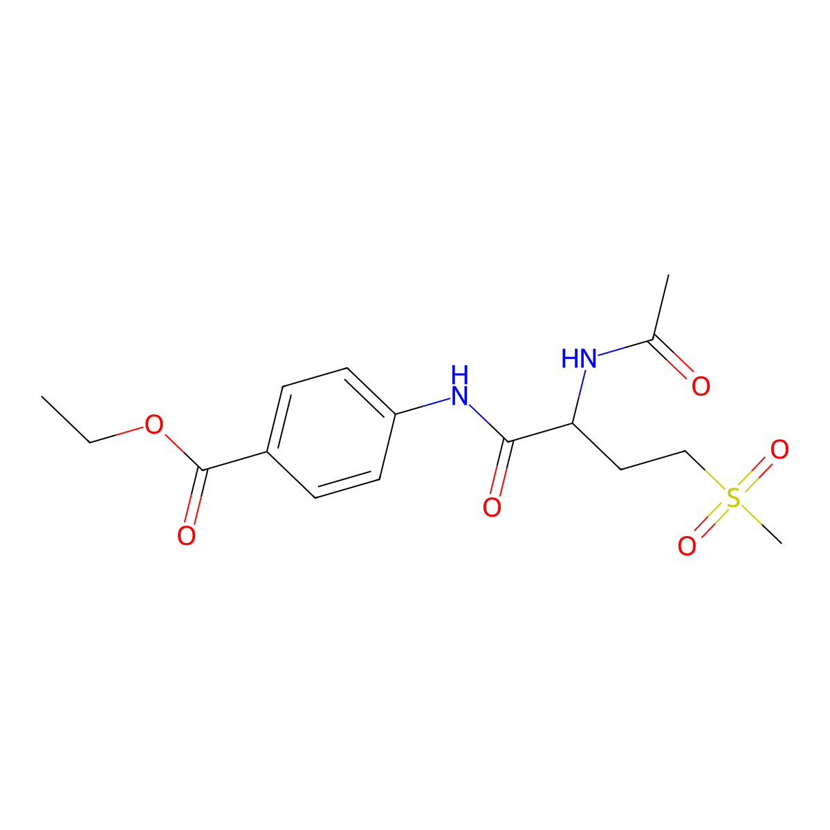 Ethyl 4-(2-acetamido-4-(methylsulfonyl)butanamido)benzoate molecular structure, CAS 1044595-45-0