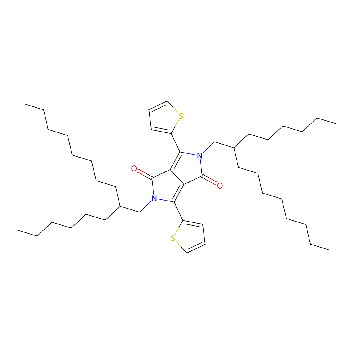 2,5-Bis(2-hexyldecyl)-3,6-di(2-thienyl)pyrrolo[3,4-c]pyrrole-1,4(2H,5H)-dione molecular structure, CAS 1044598-80-2