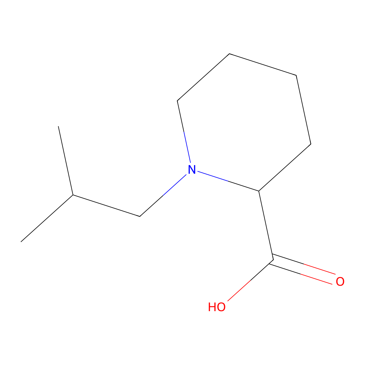 1-Isobutylpiperidine-2-carboxylic acid molecular structure, CAS 1044637-58-2