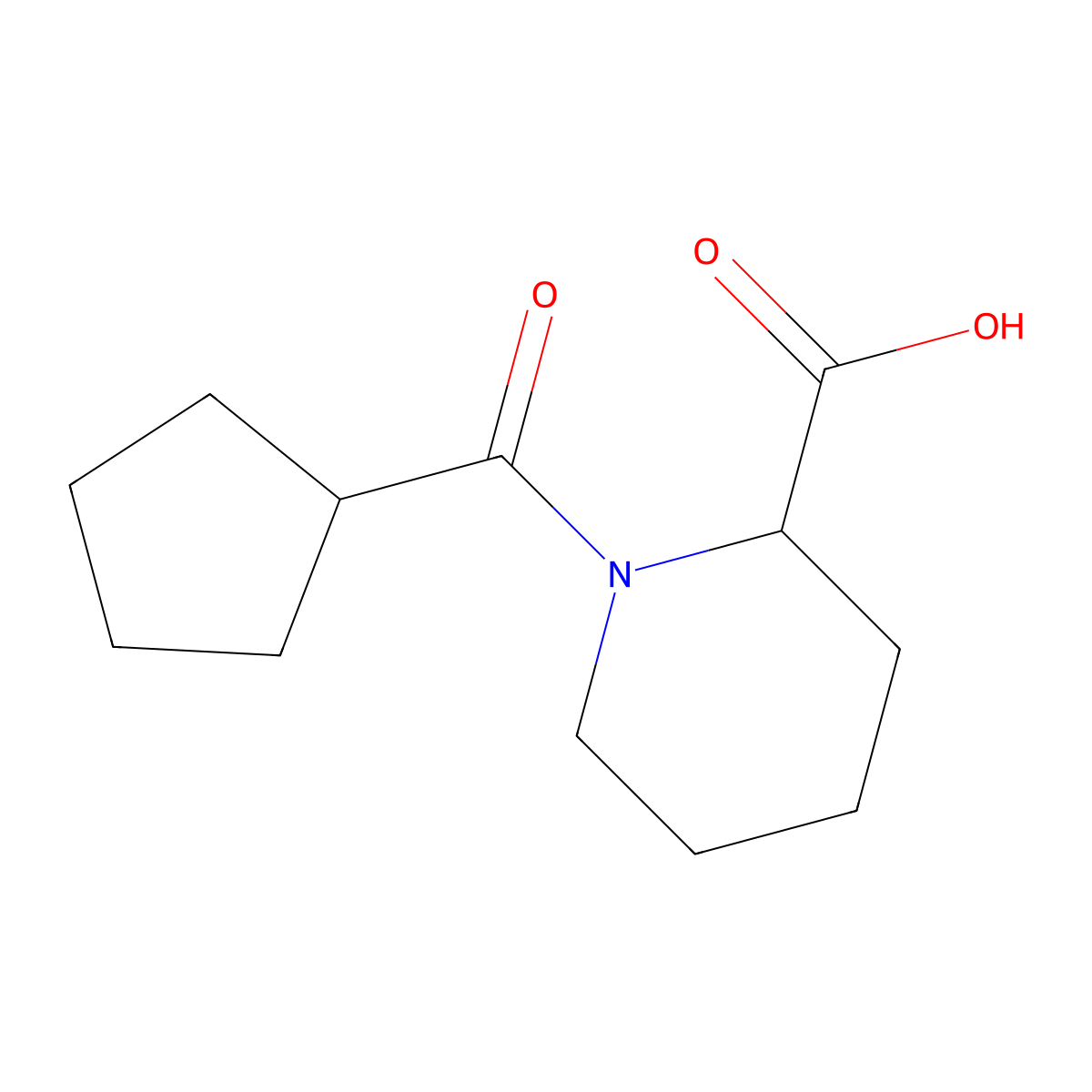 1-Cyclopentanecarbonylpiperidine-2-carboxylic acid molecular structure, CAS 1044637-65-1