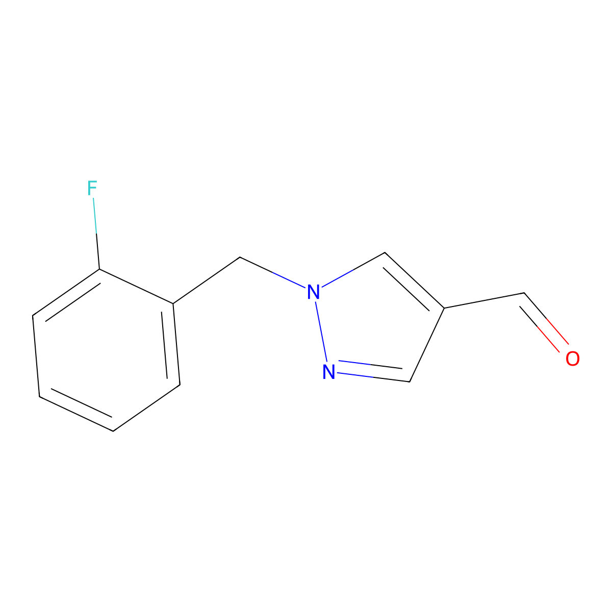 1-[(2-fluorophenyl)methyl]-1H-pyrazole-4-carbaldehyde molecular structure, CAS 1044661-39-3