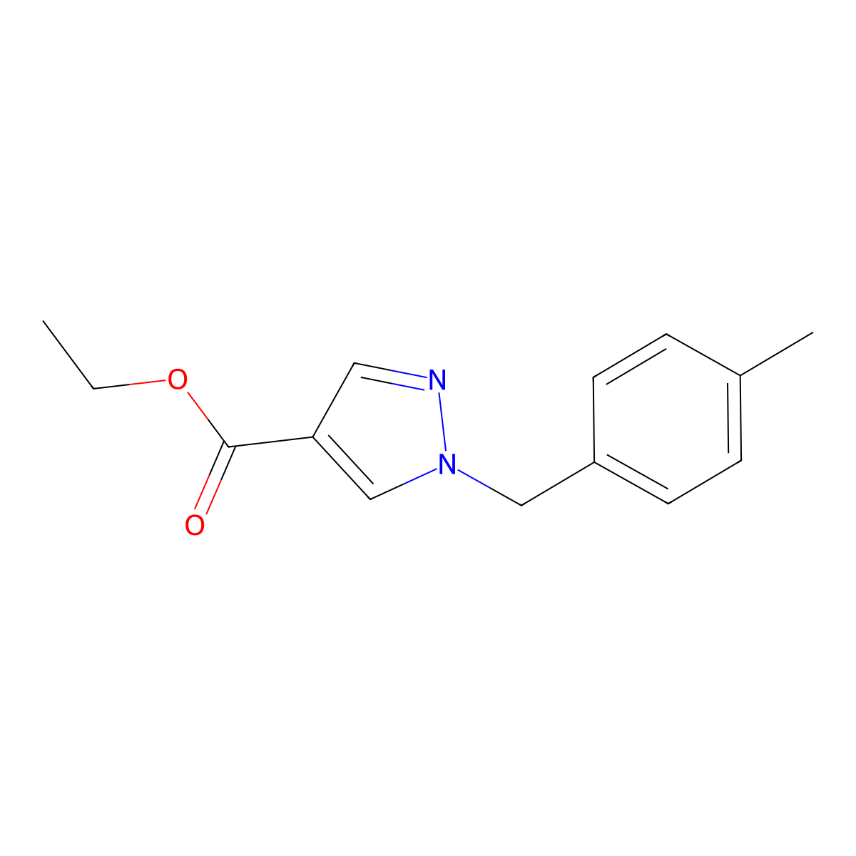 1-(4-Methyl-benzyl)-1H-pyrazole-4-carboxylic acid ethyl ester molecular structure, CAS 1044661-69-9