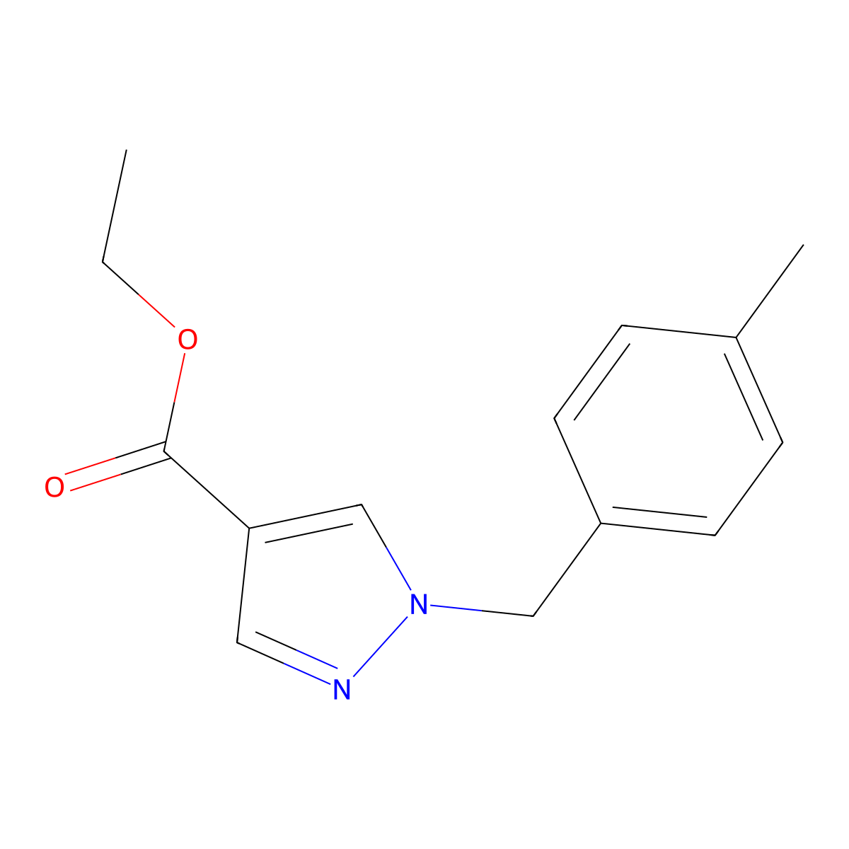 1-(4-Methyl-benzyl)-1H-pyrazole-4-carboxylic acid ethyl ester molecular structure, CAS 1044661-69-9