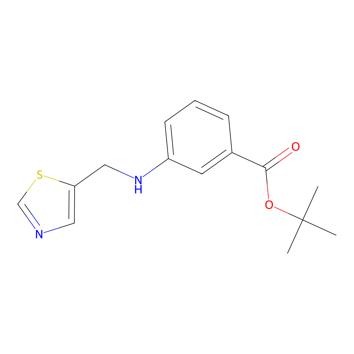 Tert-butyl 3-{[(1,3-thiazol-5-yl)methyl]amino}benzoate molecular structure, CAS 1044672-14-1