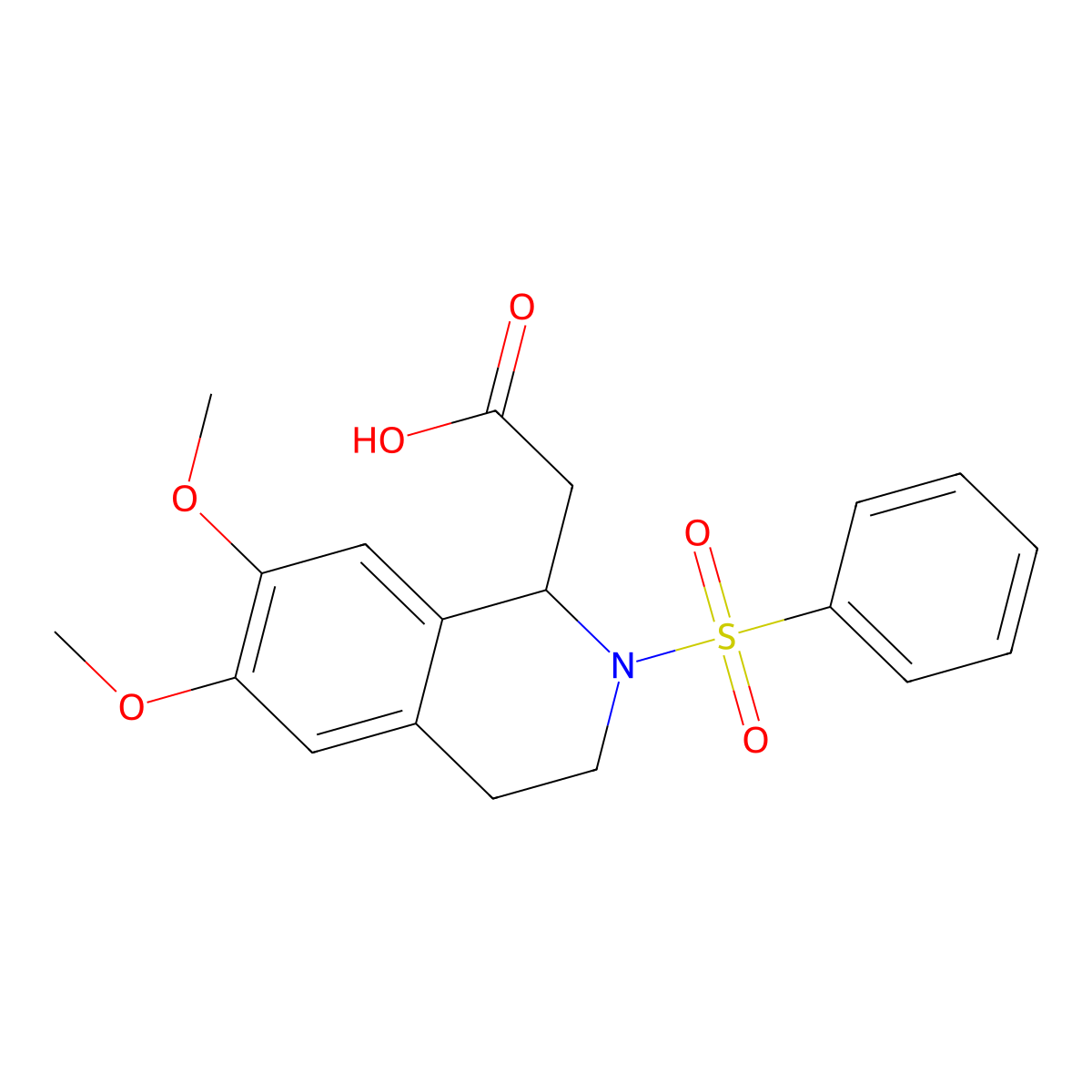 2-(6,7-Dimethoxy-2-(phenylsulfonyl)-1,2,3,4-tetrahydroisoquinolin-1-yl)acetic acid molecular structure, CAS 10447-22-0
