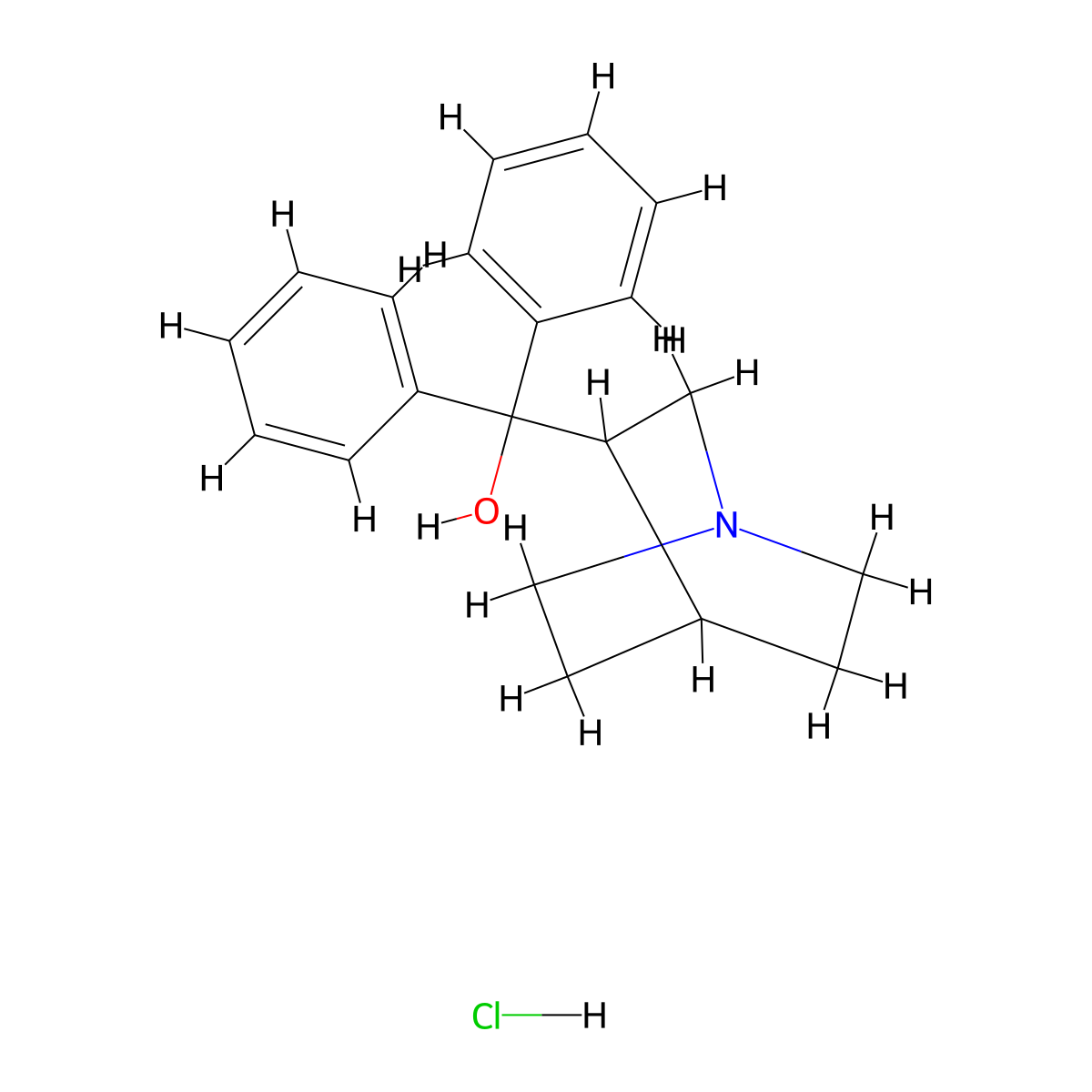 1-Azabicyclo(2.2.2)octane-3-methanol, alpha,alpha-diphenyl-, hydrochloride (1:1) molecular structure, CAS 10447-38-8