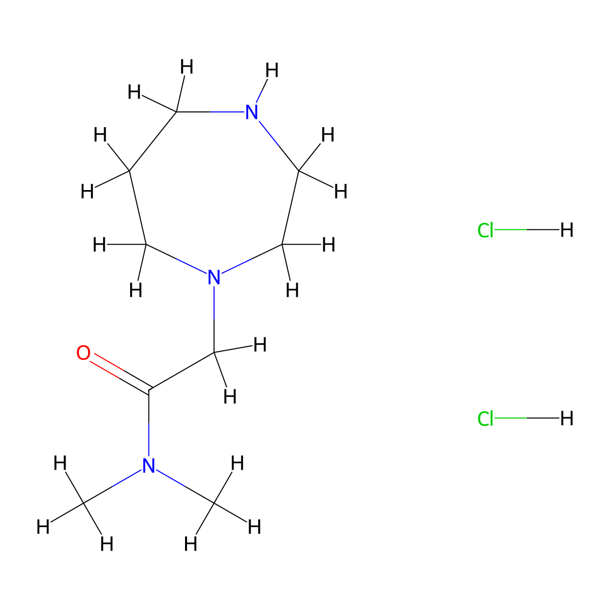 2-(1,4-diazepan-1-yl)-N,N-dimethylacetamide dihydrochloride molecular structure, CAS 1044707-00-7