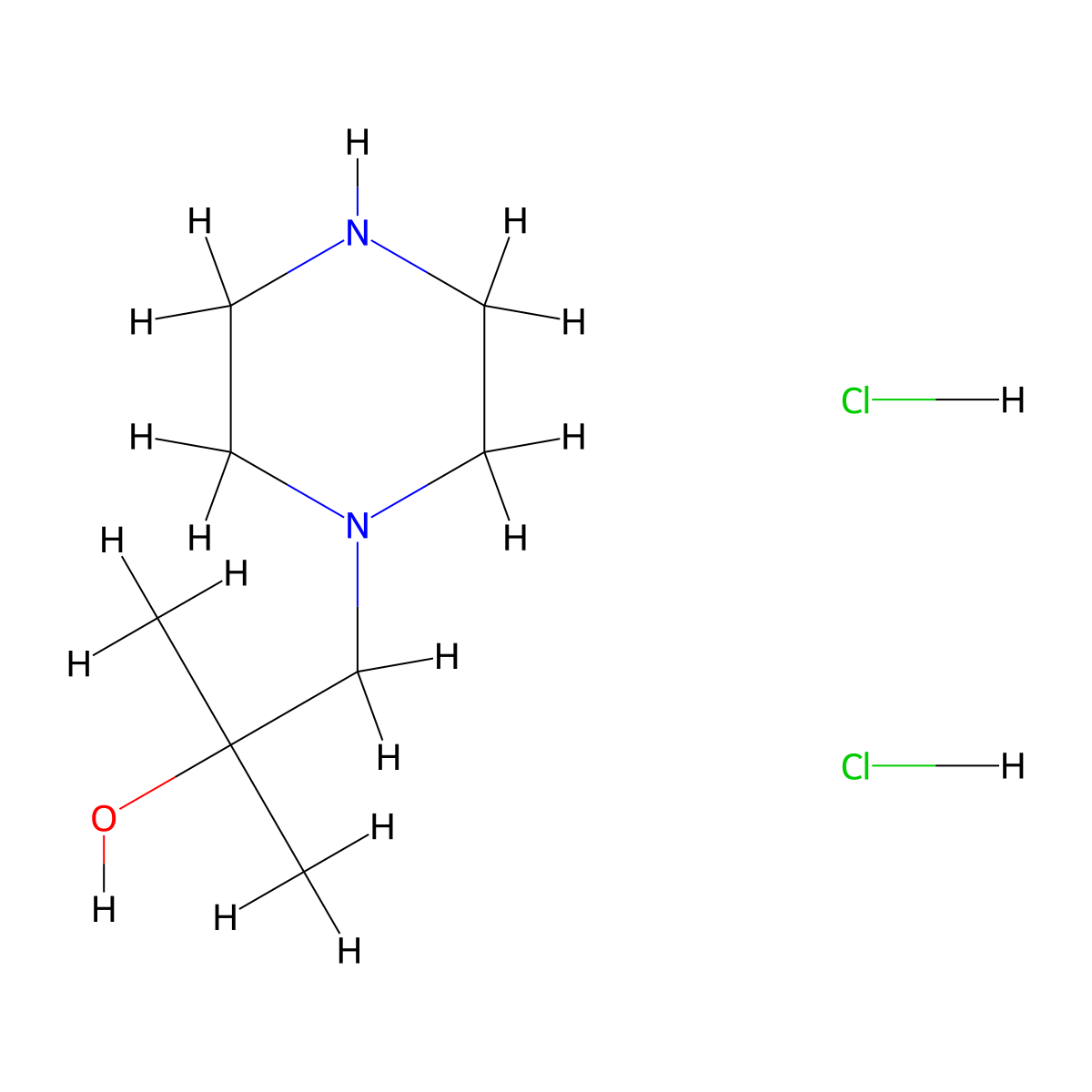 2-Methyl-1-(piperazin-1-yl)propan-2-ol dihydrochloride molecular structure, CAS 1044707-11-0