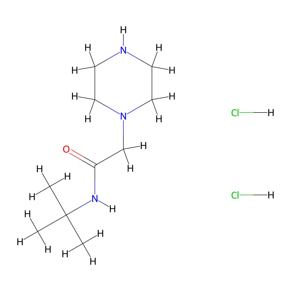 N-(tert-Butyl)-2-(1-piperazinyl)acetamide dihydrochloride molecular structure, CAS 1044707-29-0
