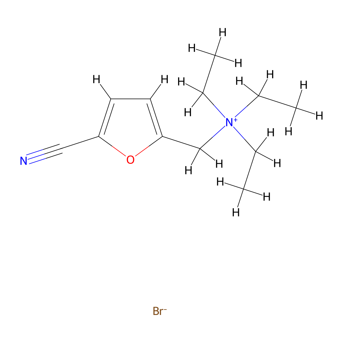 N-[(5-cyano-2-furyl)methyl]-N,N-diethylethanaminium bromide molecular structure, CAS 1044731-69-2