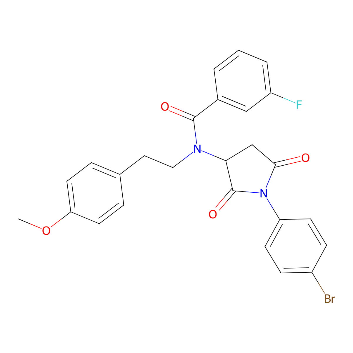 N-[1-(4-bromophenyl)-2,5-dioxopyrrolidin-3-yl]-3-fluoro-N-[2-(4-methoxyphenyl)ethyl]benzamide molecular structure, CAS 1044736-42-6