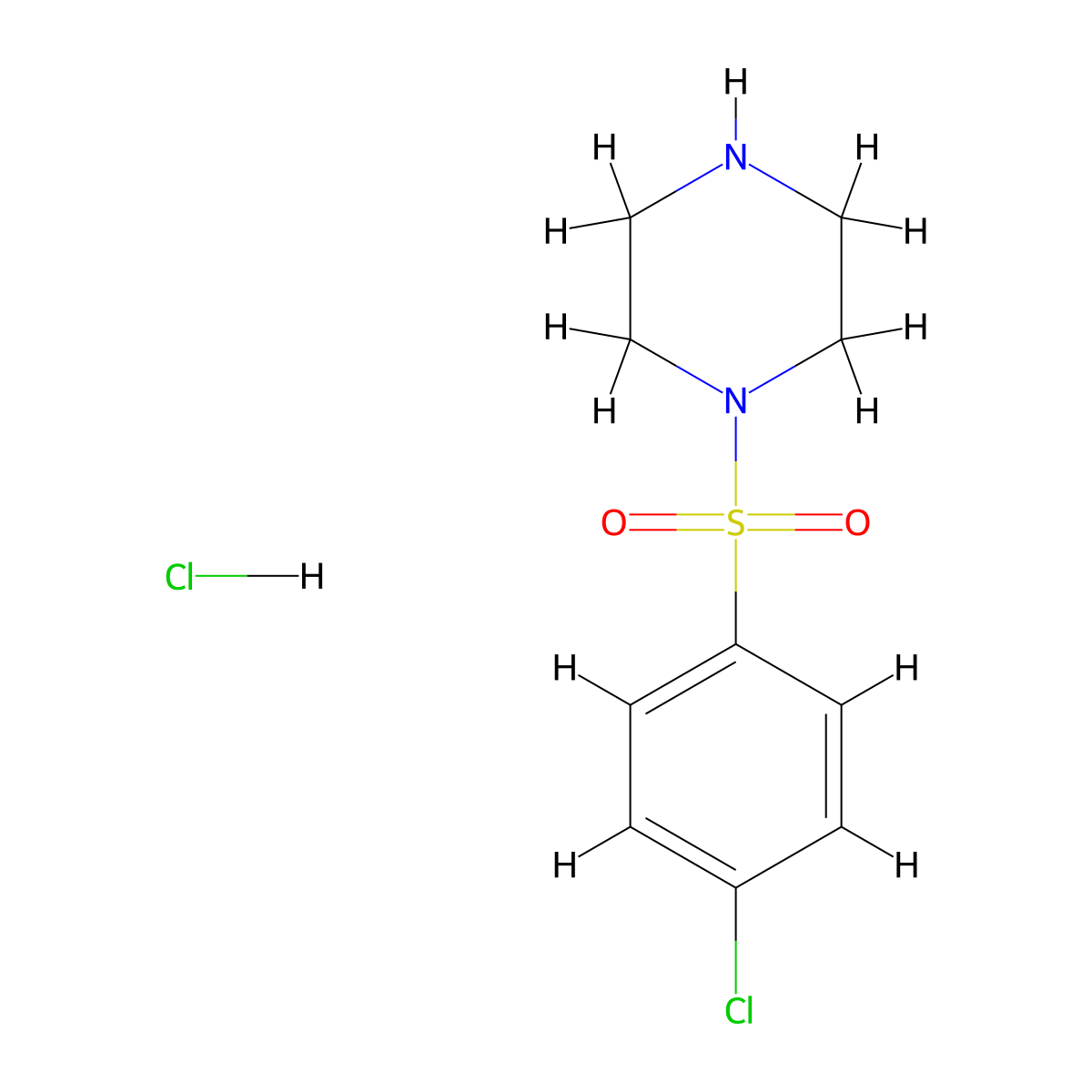 1-((4-Chlorophenyl)sulfonyl)piperazine hydrochloride molecular structure, CAS 1044761-16-1