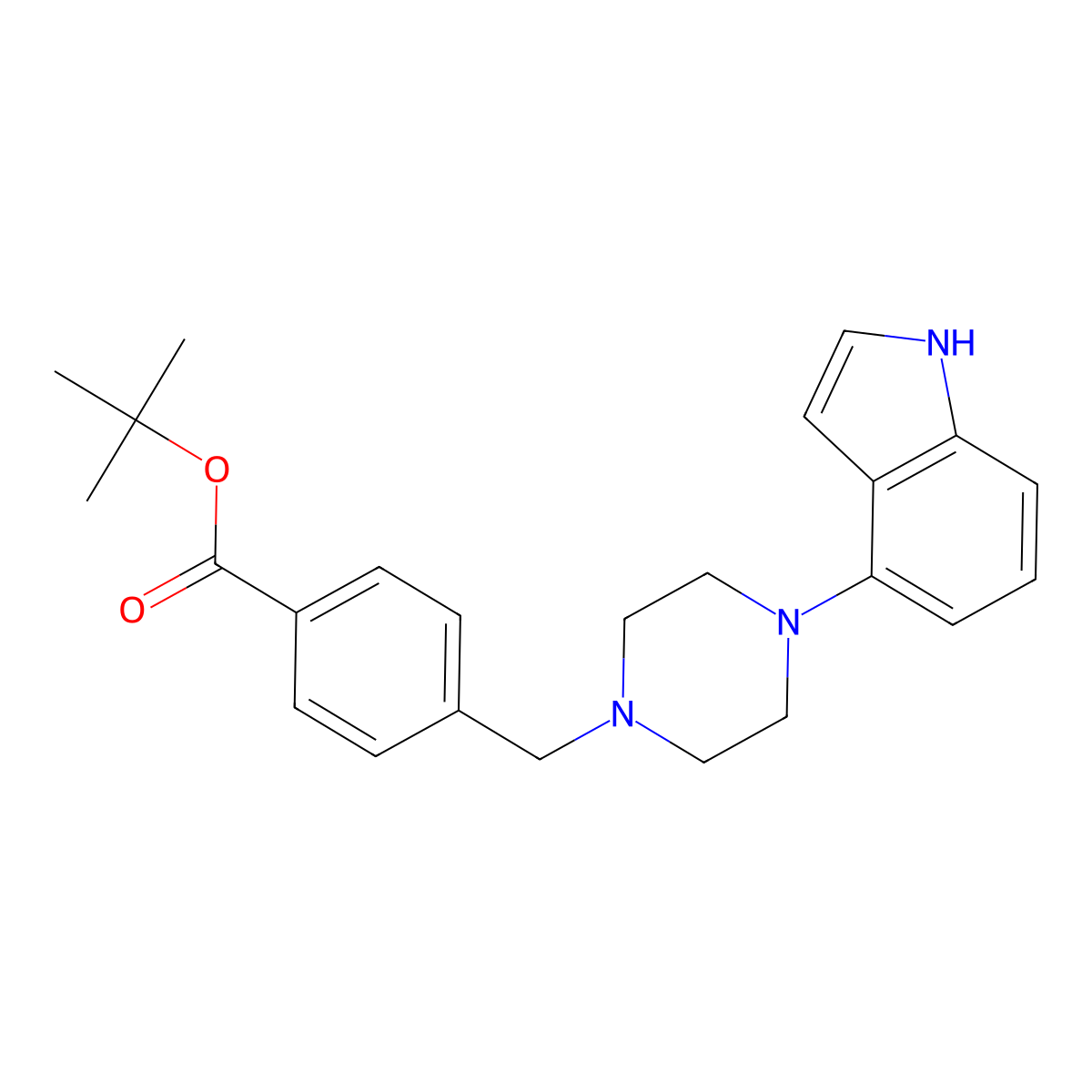 tert-Butyl 4-((4-(1H-indol-4-yl)piperazin-1-yl)methyl)benzoate molecular structure, CAS 1044764-12-6