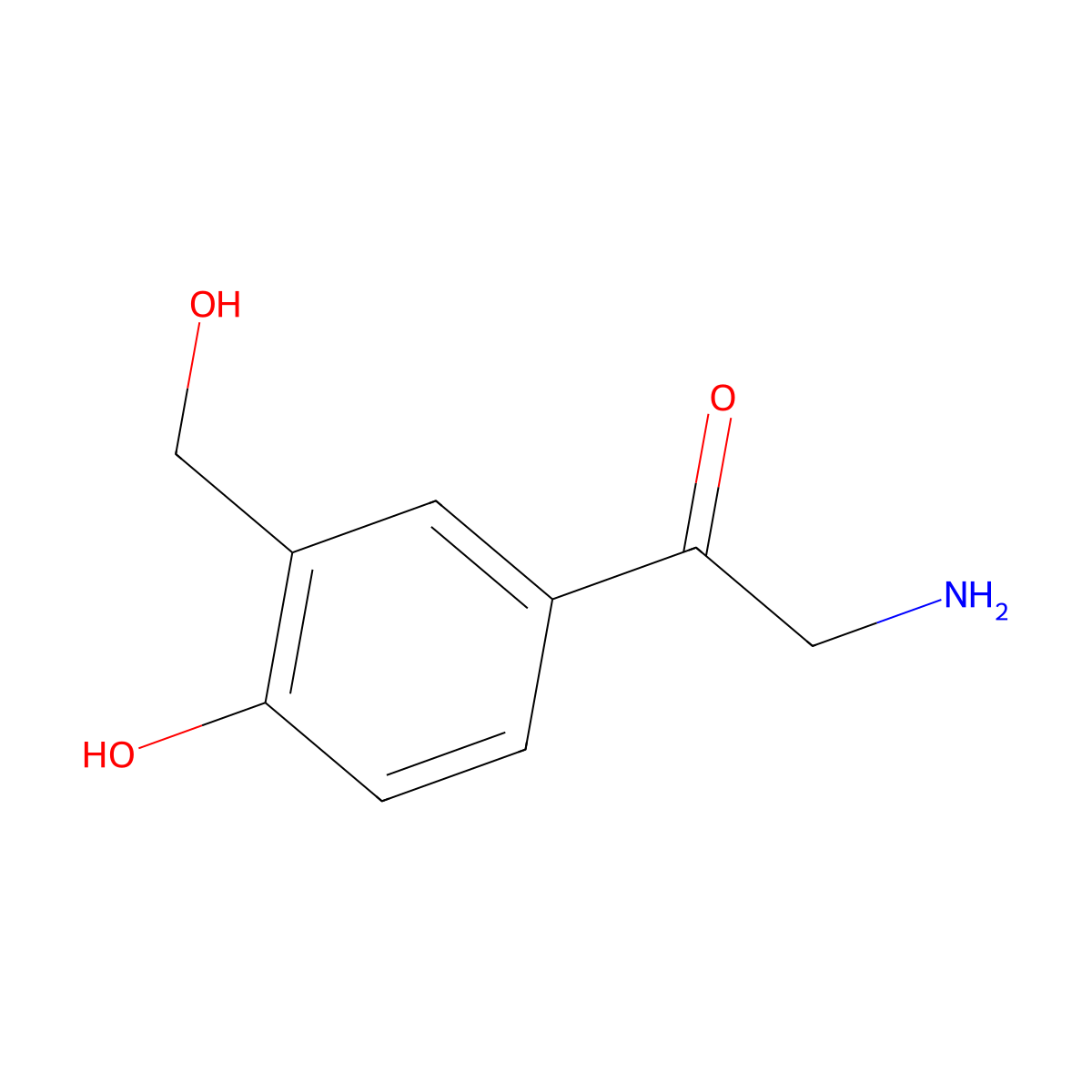 2-Amino-1-(4-hydroxy-3-(hydroxymethyl)phenyl)ethanone molecular structure, CAS 1044764-21-7