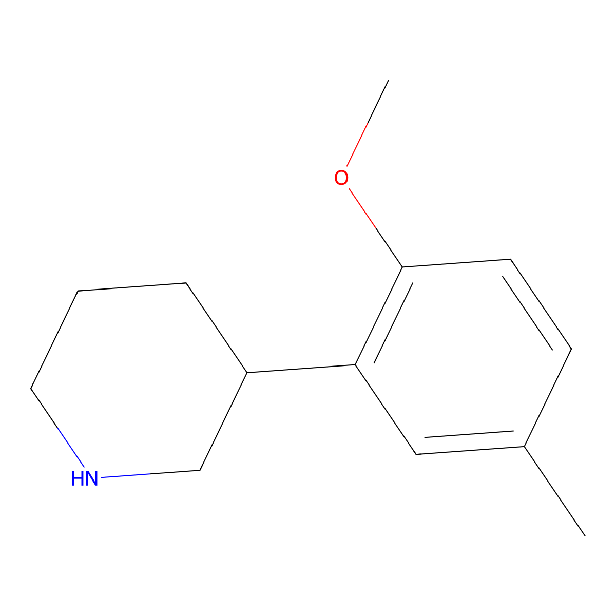3-(2-Methoxy-5-methylphenyl)piperidine molecular structure, CAS 1044765-38-9
