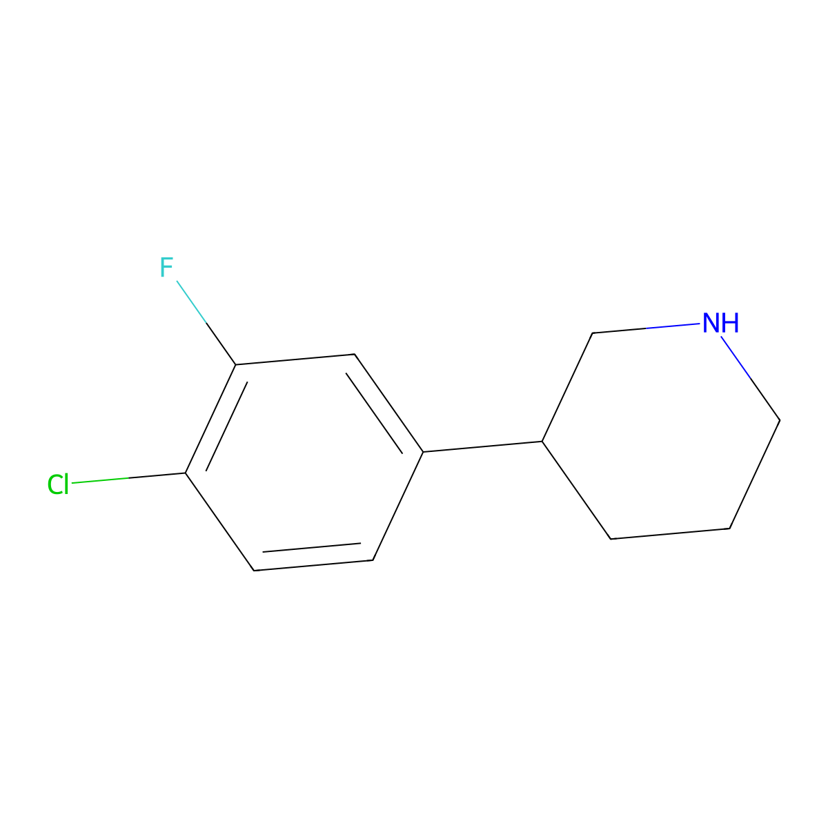 3-(4-Chloro-3-fluorophenyl)piperidine molecular structure, CAS 1044765-40-3