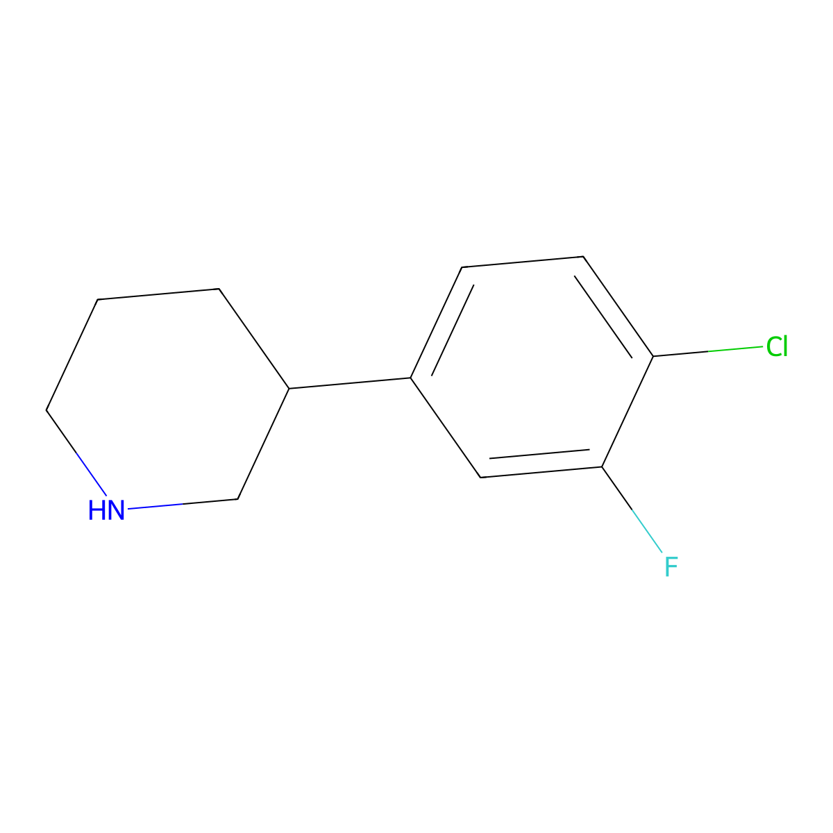 3-(4-Chloro-3-fluorophenyl)piperidine molecular structure, CAS 1044765-40-3