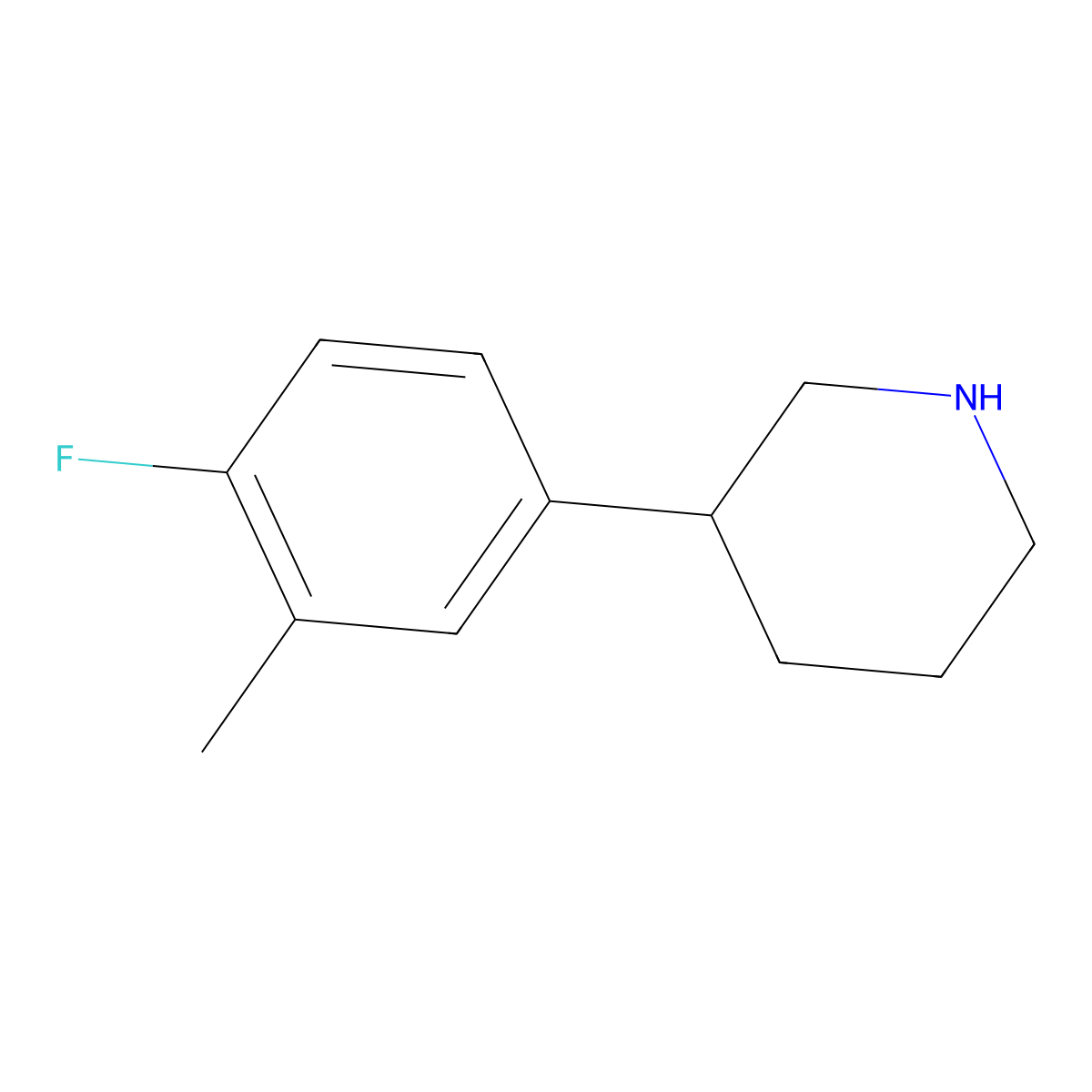 3-(4-Fluoro-3-methylphenyl)piperidine molecular structure, CAS 1044765-41-4