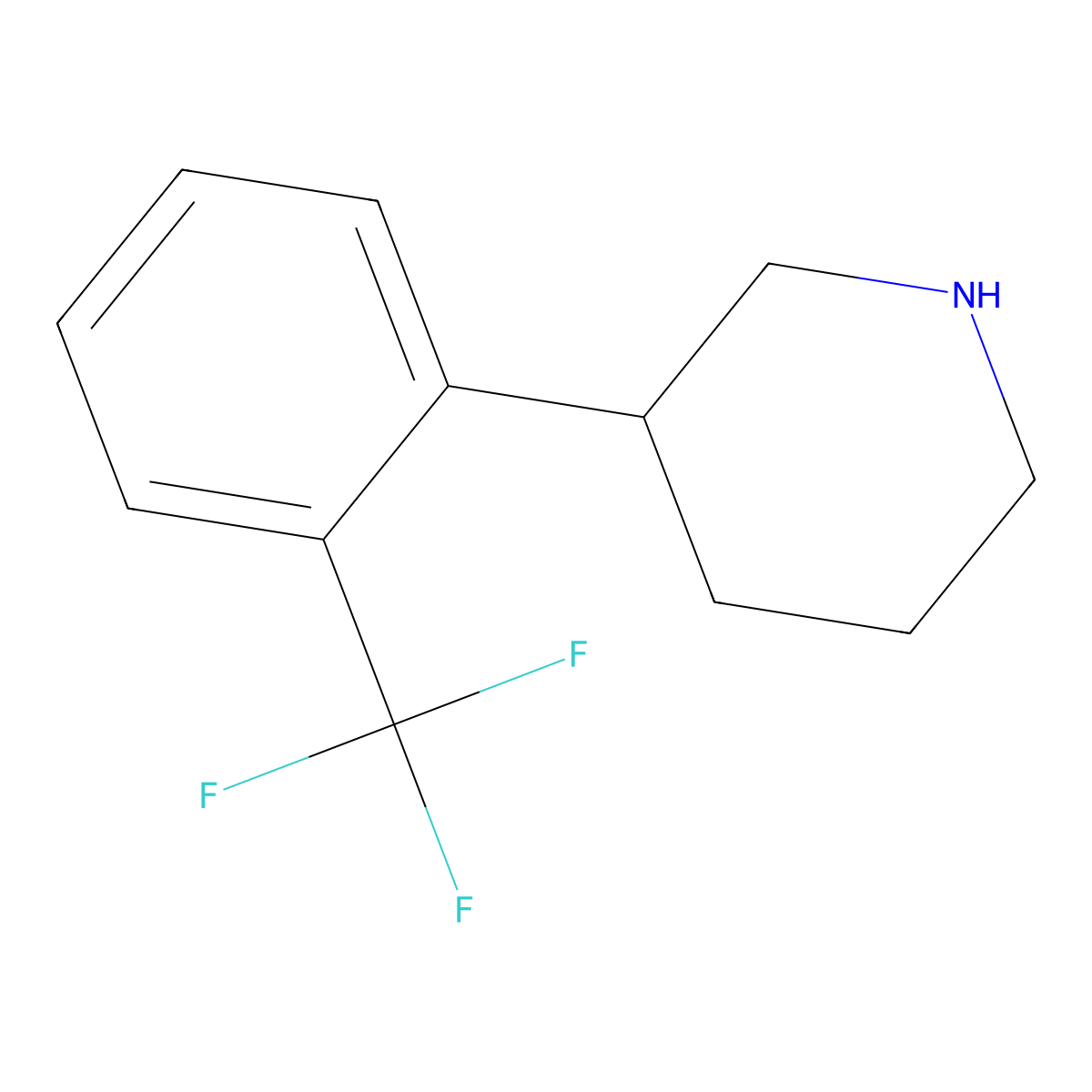 3-(2-(Trifluoromethyl)phenyl)piperidine molecular structure, CAS 1044765-43-6