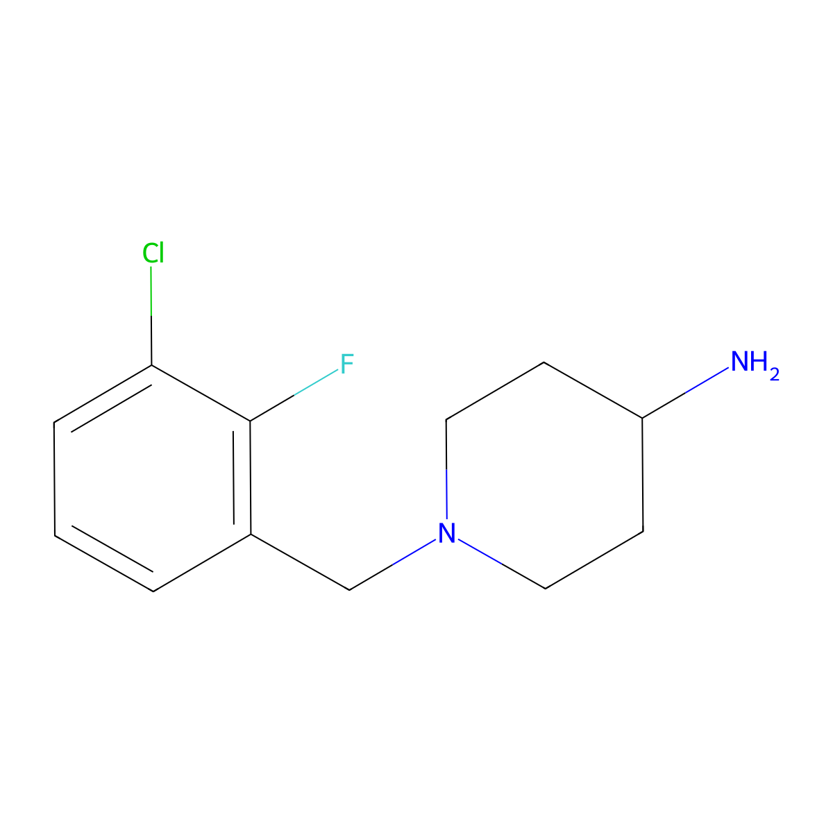 1-(3-Chloro-2-fluorobenzyl)piperidin-4-amine molecular structure, CAS 1044766-64-4
