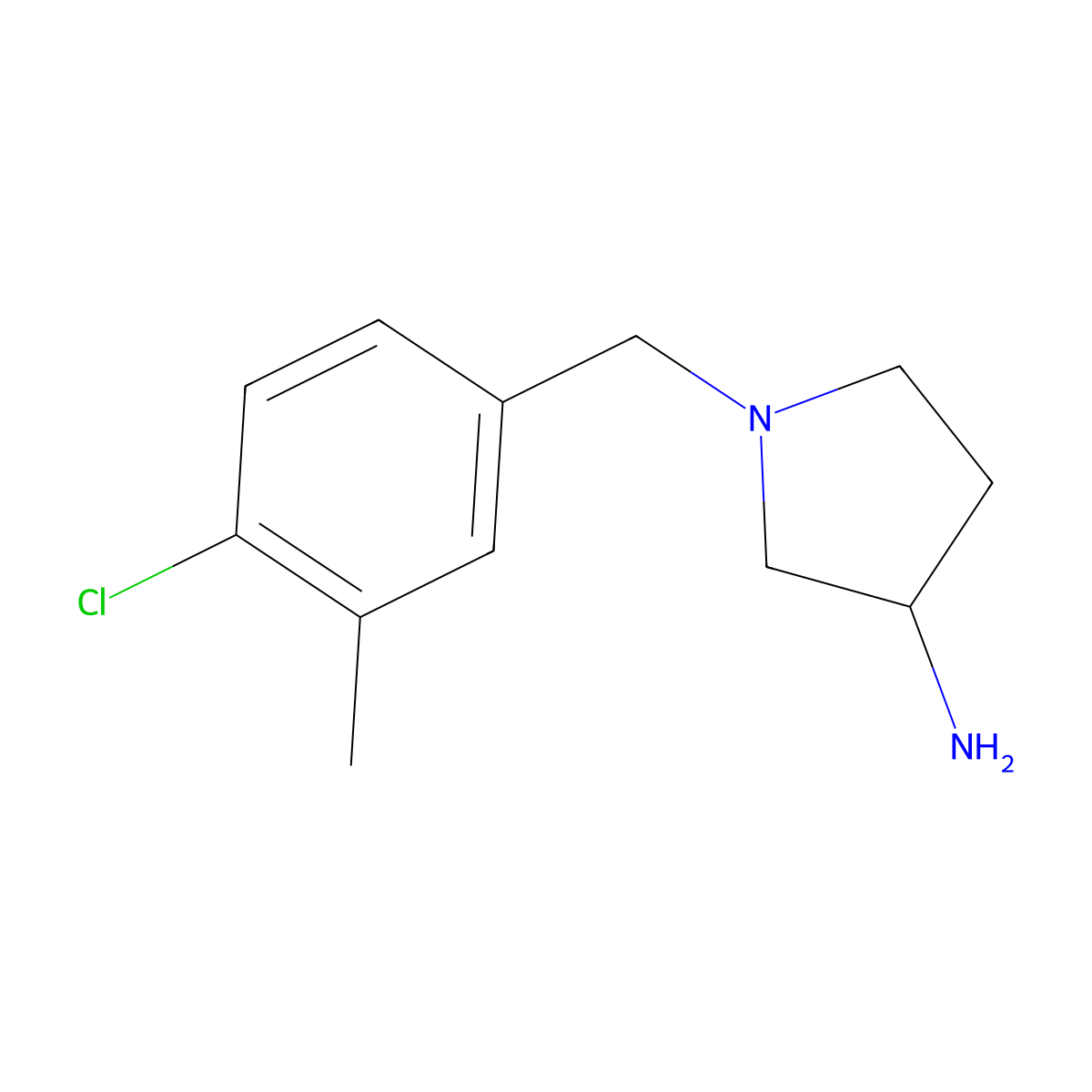 1-(4-Chloro-3-methylbenzyl)pyrrolidin-3-amine molecular structure, CAS 1044767-07-8