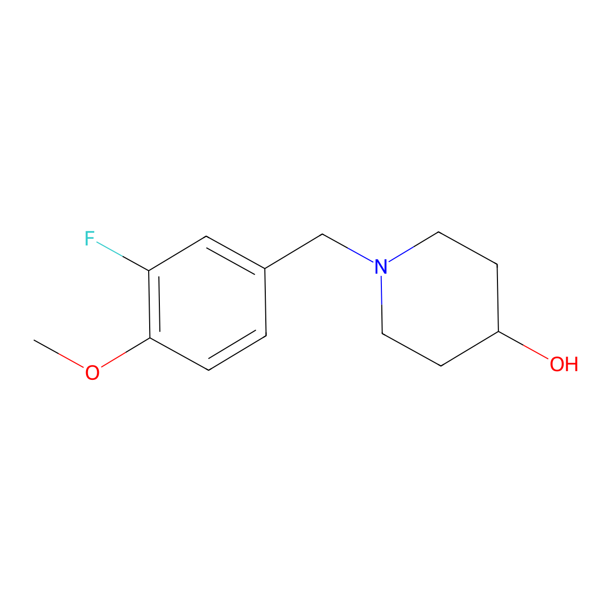 1-(3-Fluoro-4-methoxybenzyl)piperidin-4-ol molecular structure, CAS 1044767-38-5