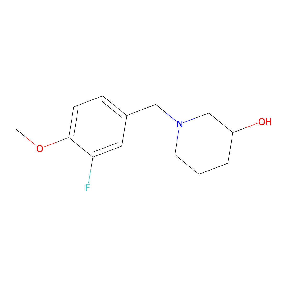 1-(3-Fluoro-4-methoxybenzyl)piperidin-3-ol molecular structure, CAS 1044767-39-6