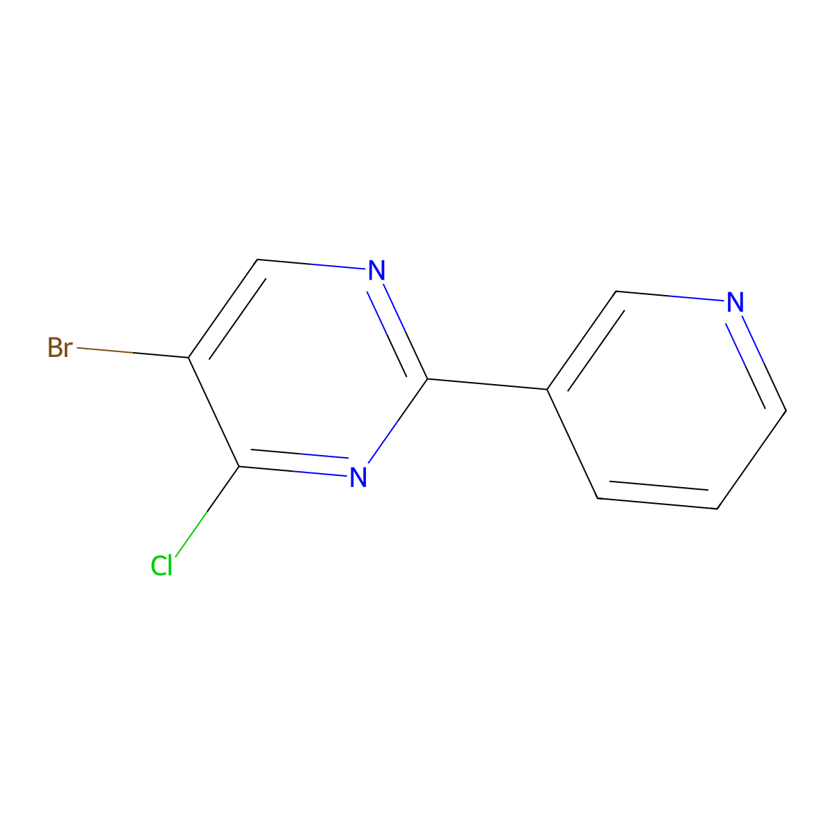 5-Bromo-4-chloro-2-(pyridin-3-yl)pyrimidine molecular structure, CAS 1044767-95-4