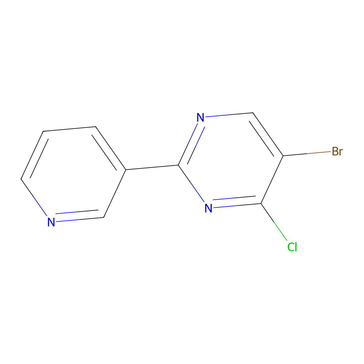 5-Bromo-4-chloro-2-(pyridin-3-yl)pyrimidine molecular structure, CAS 1044767-95-4